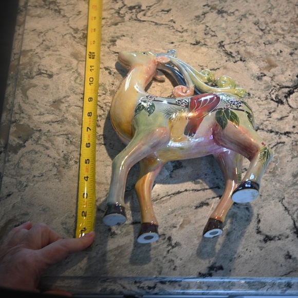 Hand Painted Lusterware Reindeer Figurines: Iridescent Christmas Transferware - Picture 3 of 10